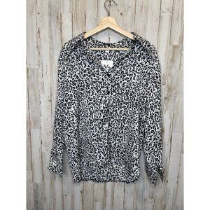 New animal print button down top size small